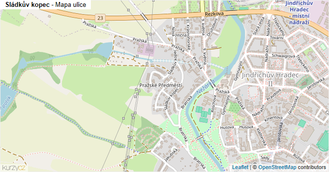 Sládkův kopec - mapa ulice