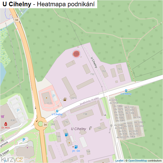 Mapa U Cihelny - Firmy v ulici.