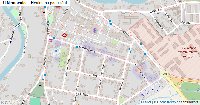 U Nemocnice - mapa podnikání