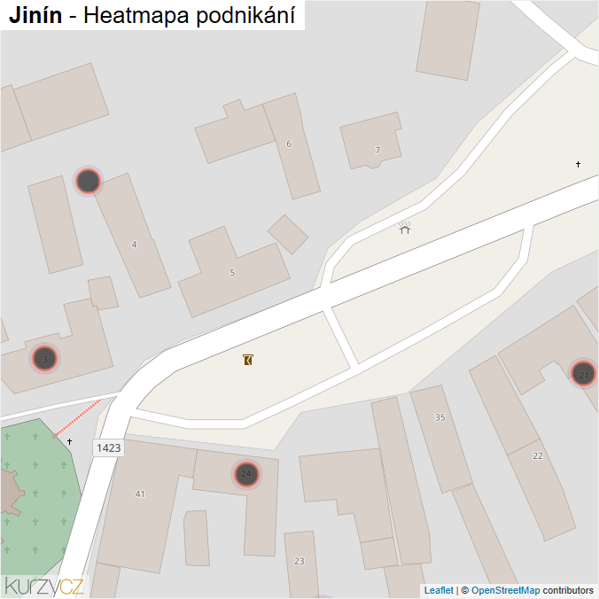 Mapa Jinín - Firmy v obci.