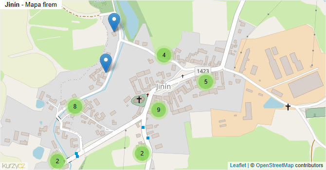 Jinín - mapa firem