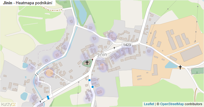 Jinín - mapa podnikání