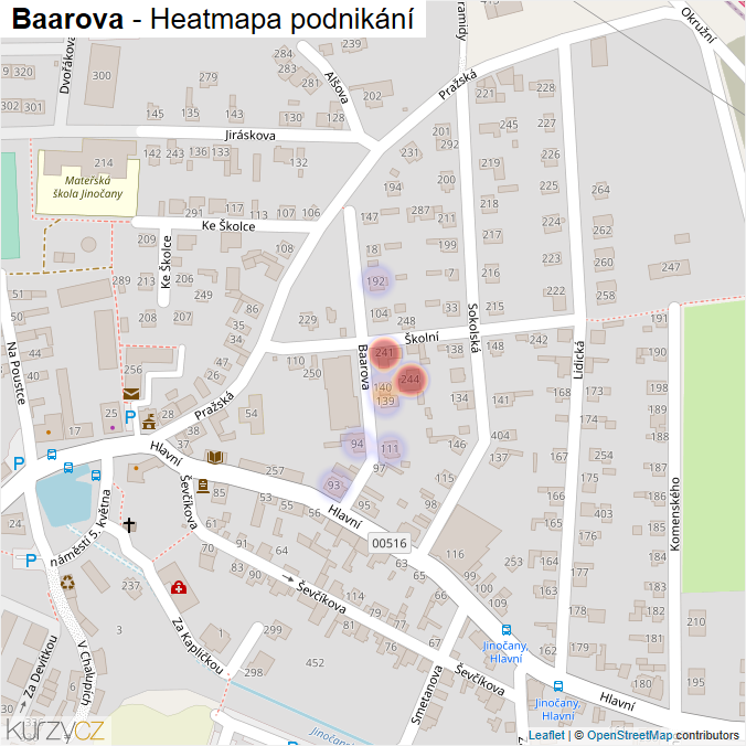 Mapa Baarova - Firmy v ulici.