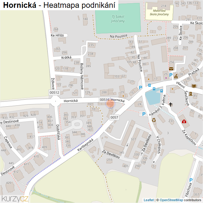 Mapa Hornická - Firmy v ulici.