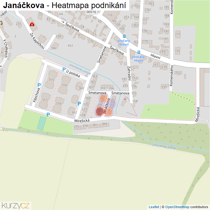 Mapa Janáčkova - Firmy v ulici.