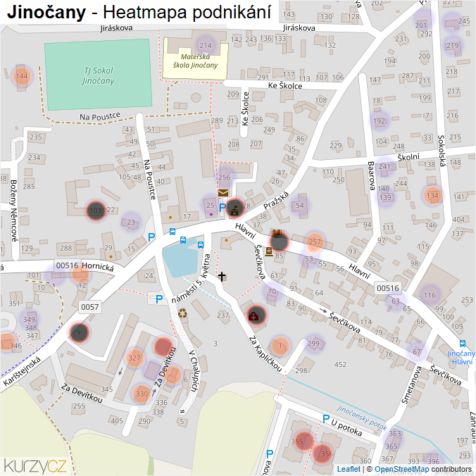 Mapa Jinočany - Firmy v části obce.