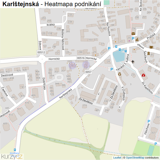Mapa Karlštejnská - Firmy v ulici.