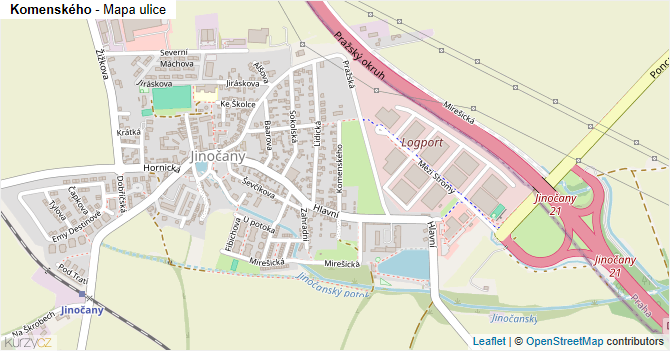 Komenského - mapa ulice