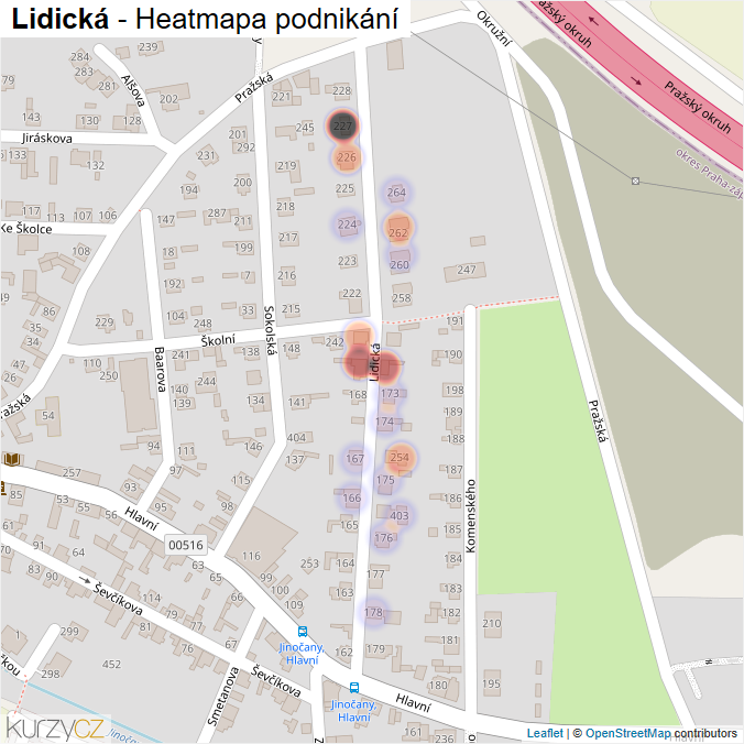 Mapa Lidická - Firmy v ulici.