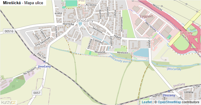 Mirešická - mapa ulice