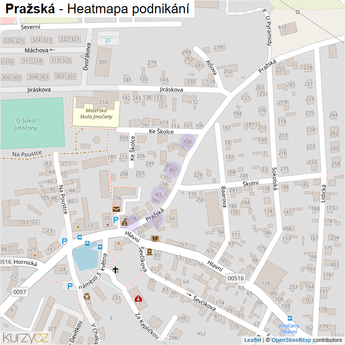 Mapa Pražská - Firmy v ulici.