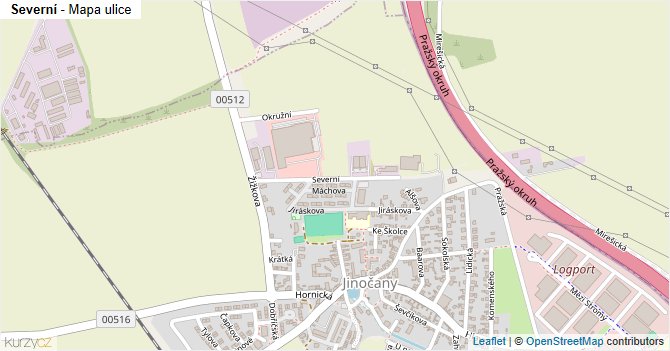 Severní - mapa ulice
