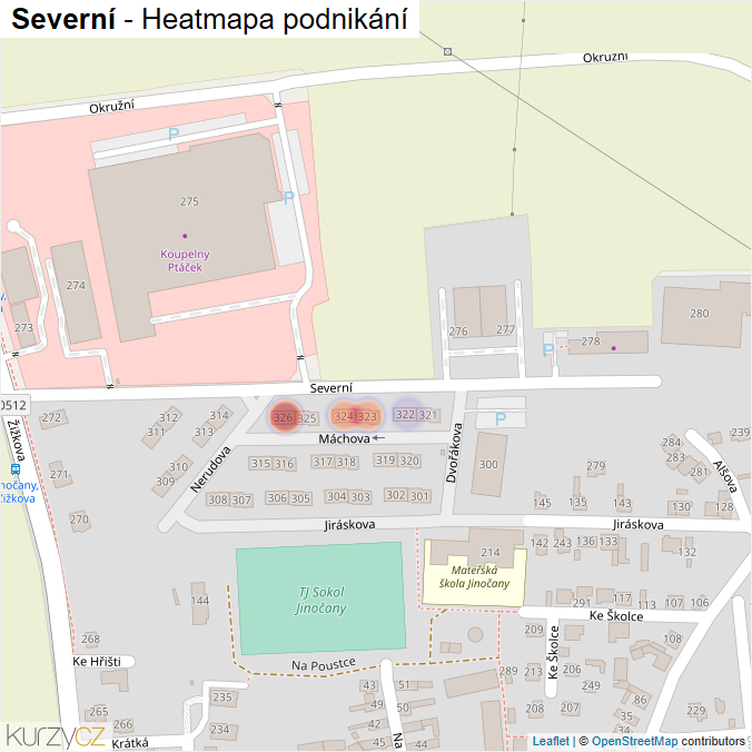 Mapa Severní - Firmy v ulici.