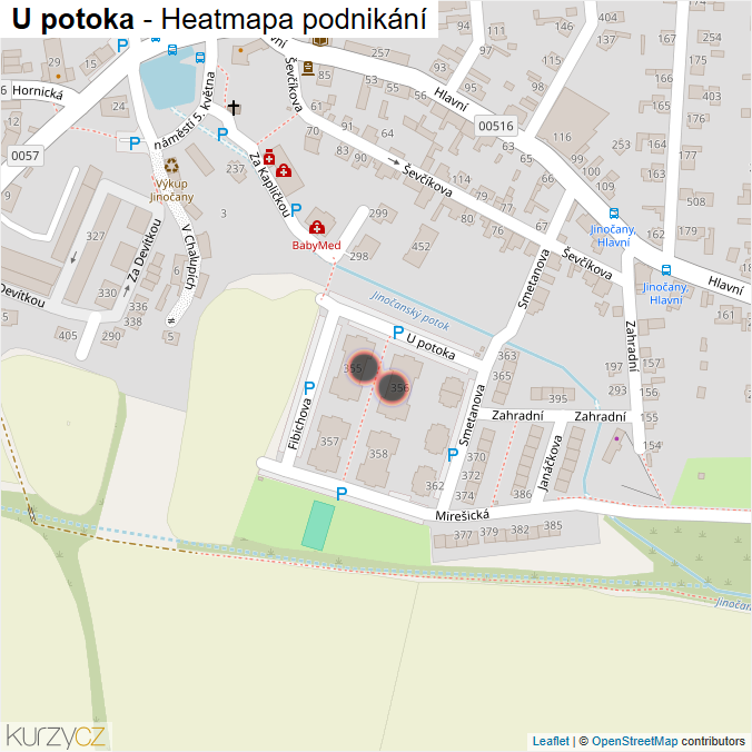 Mapa U potoka - Firmy v ulici.