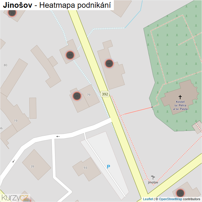 Mapa Jinošov - Firmy v obci.