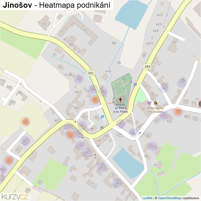 Mapa Jinošov - Firmy v části obce.