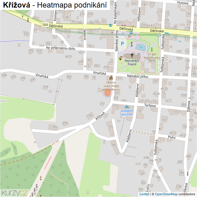 Mapa Křížová - Firmy v ulici.
