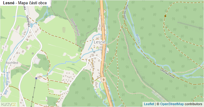 Lesné - mapa části obce