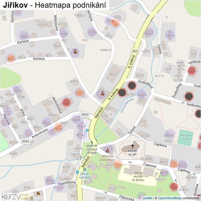 Mapa Jiříkov - Firmy v obci.