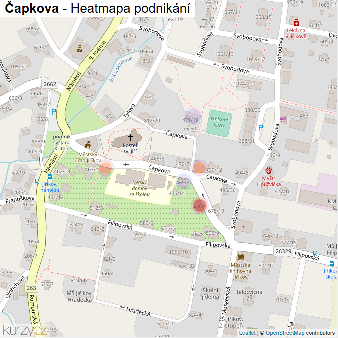 Mapa Čapkova - Firmy v ulici.