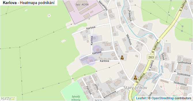 Karlova - mapa podnikání