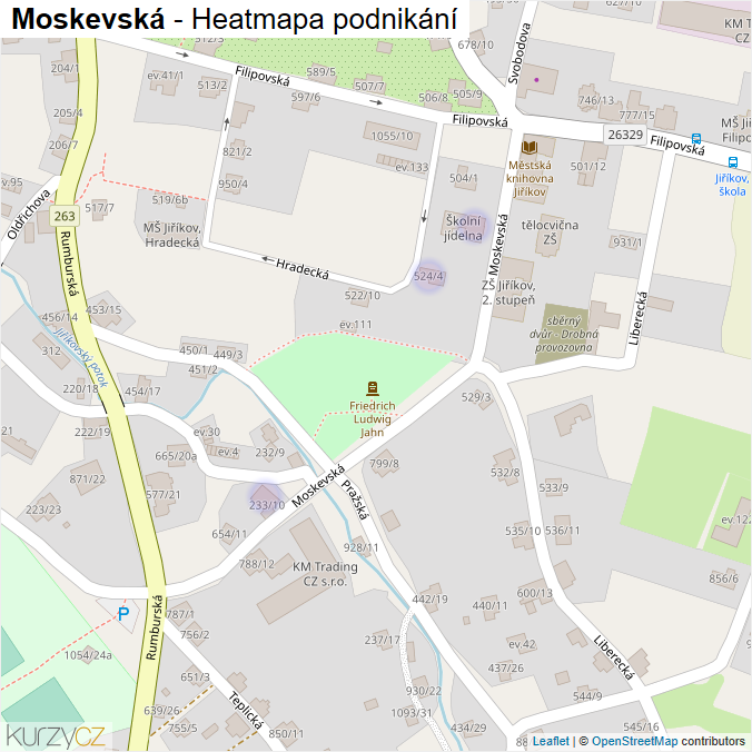 Mapa Moskevská - Firmy v ulici.