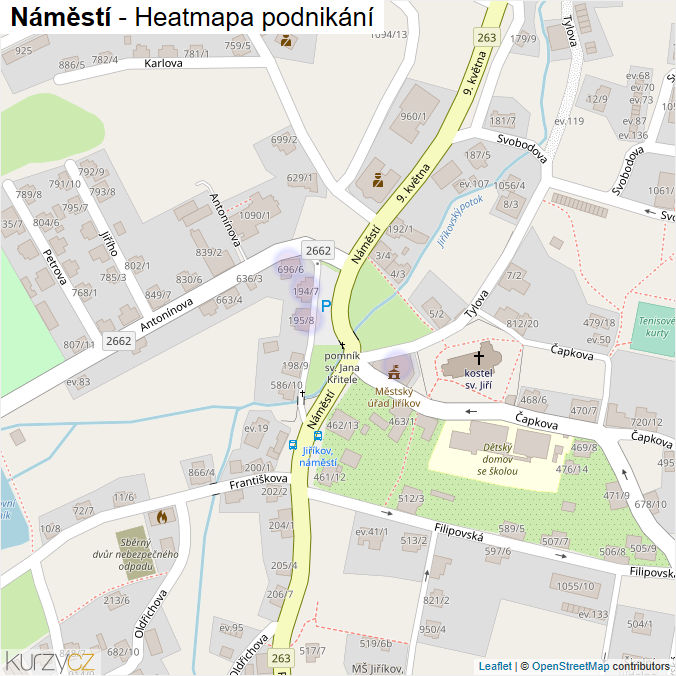 Mapa Náměstí - Firmy v ulici.