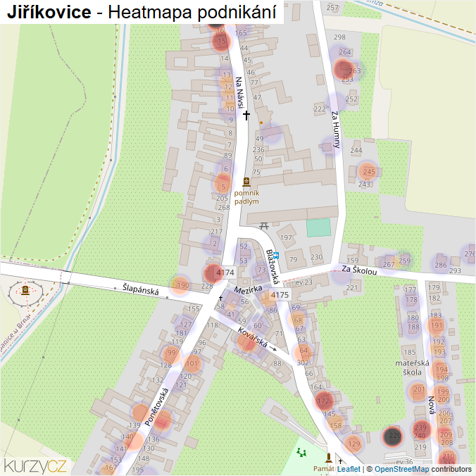 Mapa Jiříkovice - Firmy v části obce.