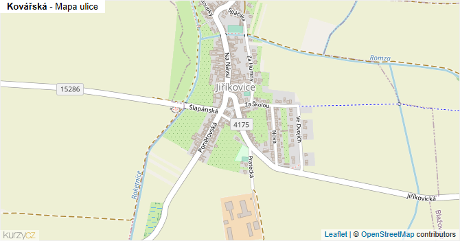 Kovářská - mapa ulice