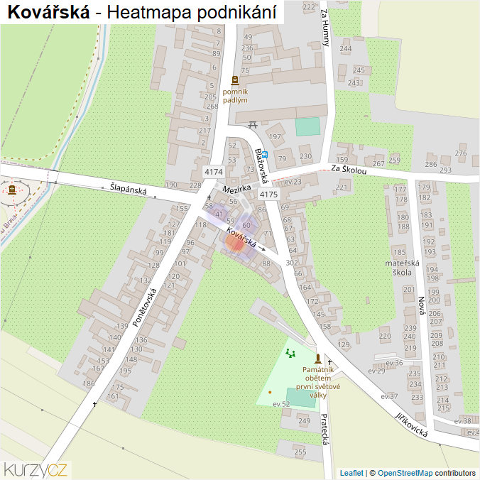 Mapa Kovářská - Firmy v ulici.