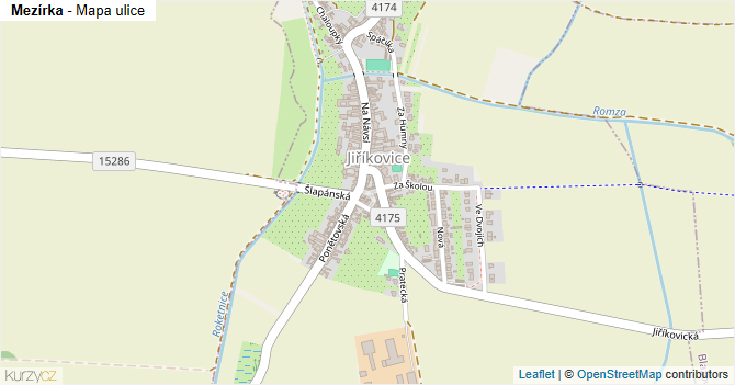 Mezírka - mapa ulice
