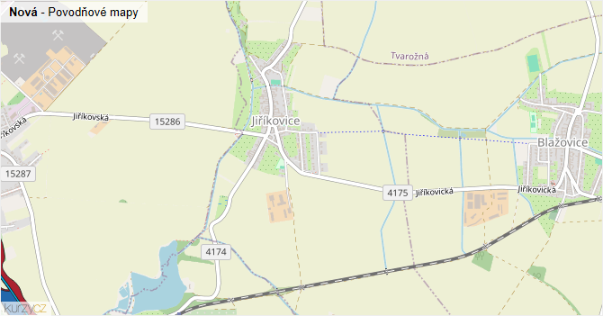 Nová - záplavové mapy stoleté vody