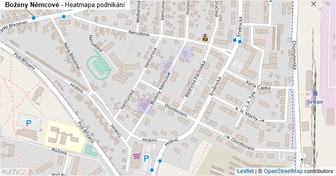 Boženy Němcové - mapa podnikání