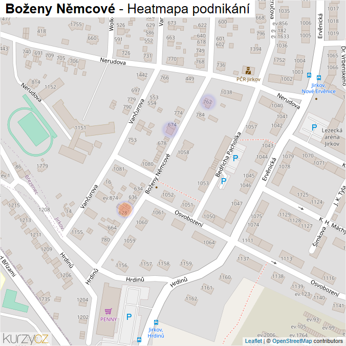 Mapa Boženy Němcové - Firmy v ulici.