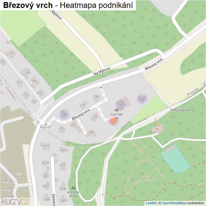 Mapa Březový vrch - Firmy v ulici.
