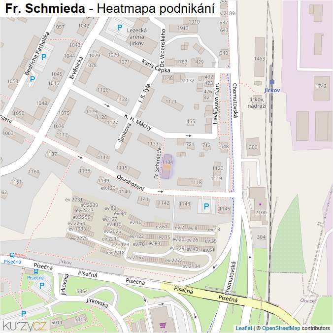 Mapa Fr. Schmieda - Firmy v ulici.