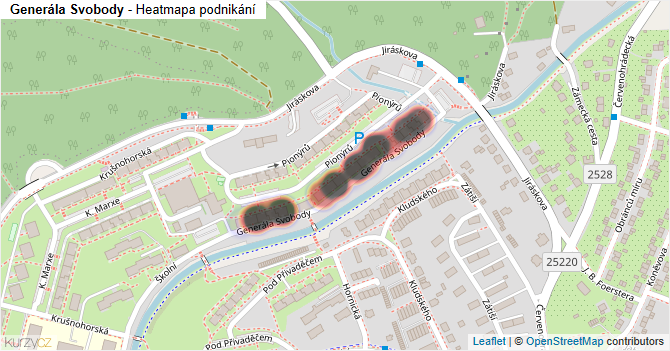 Generála Svobody - mapa podnikání