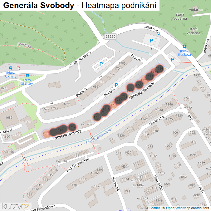 Mapa Generála Svobody - Firmy v ulici.