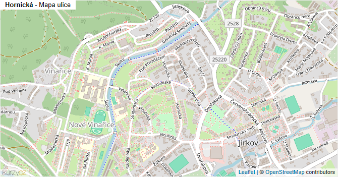 Hornická - mapa ulice