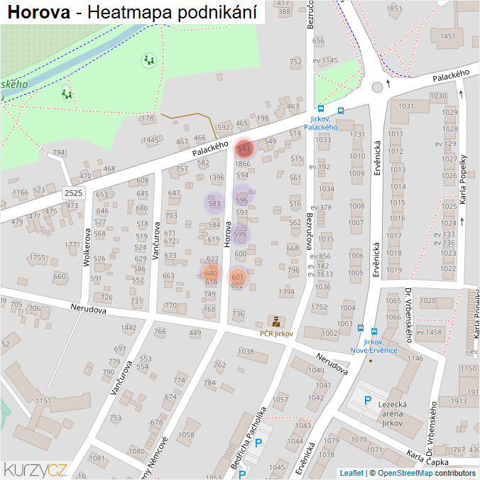 Mapa Horova - Firmy v ulici.
