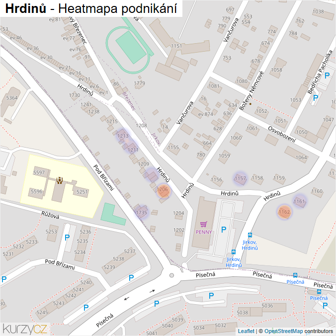 Mapa Hrdinů - Firmy v ulici.