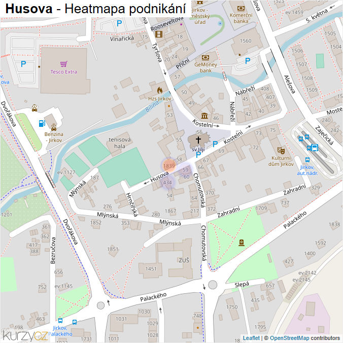 Mapa Husova - Firmy v ulici.