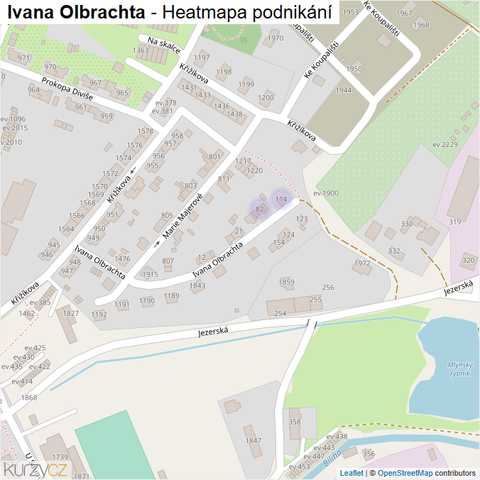 Mapa Ivana Olbrachta - Firmy v ulici.