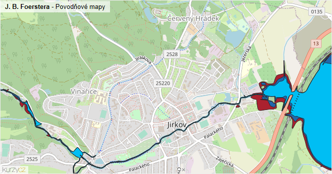 J. B. Foerstera - záplavové mapy stoleté vody