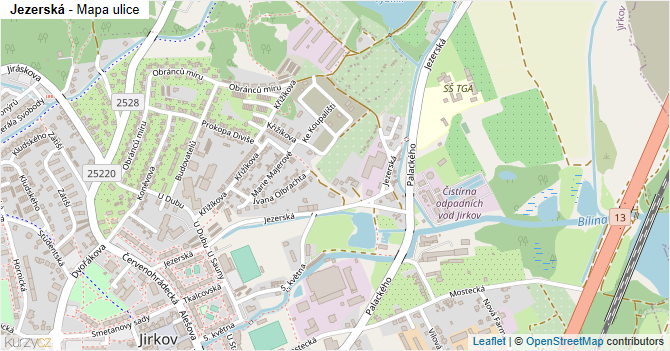 Jezerská - mapa ulice