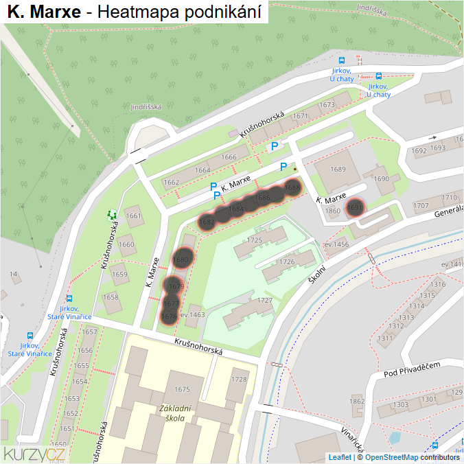 Mapa K. Marxe - Firmy v ulici.