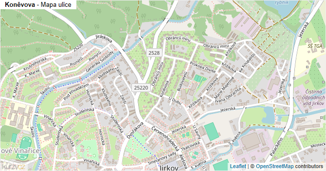 Koněvova - mapa ulice