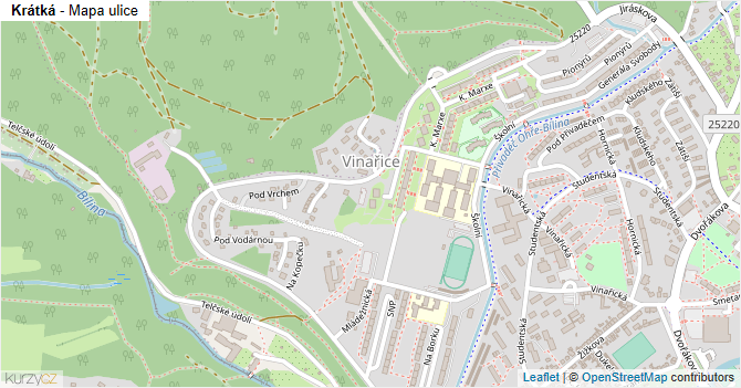 Krátká - mapa ulice