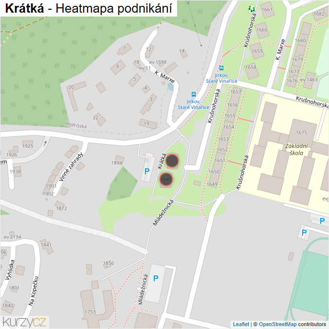 Mapa Krátká - Firmy v ulici.