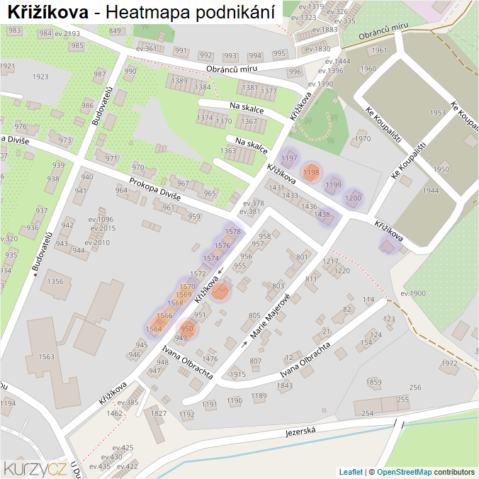Mapa Křižíkova - Firmy v ulici.